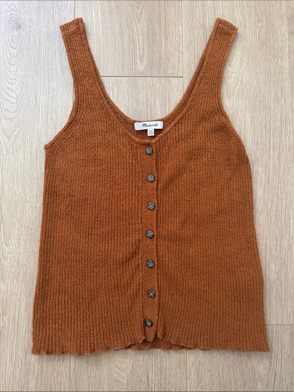 Madewell Burnt Orange Knit Button Tank